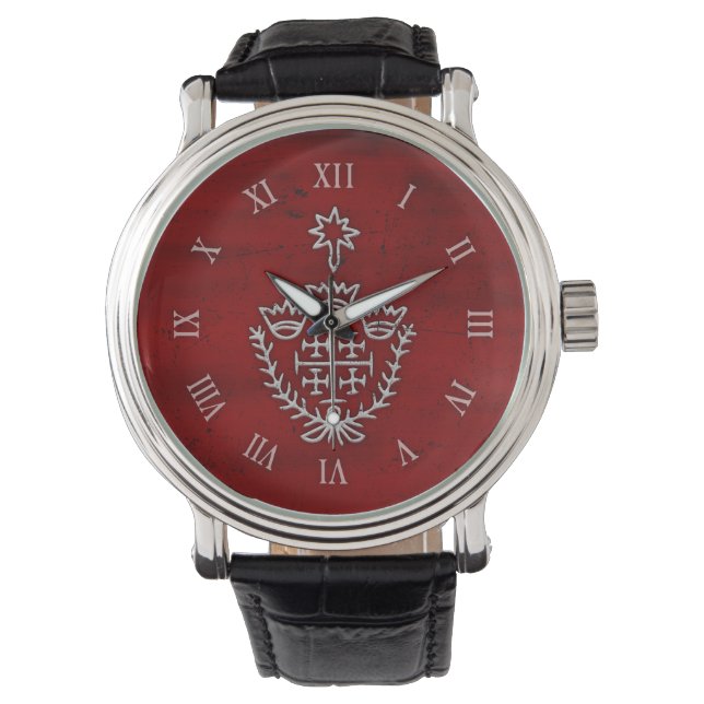 Jerusalem Cross pilgrimage tattoo stamp red Watch (Front)