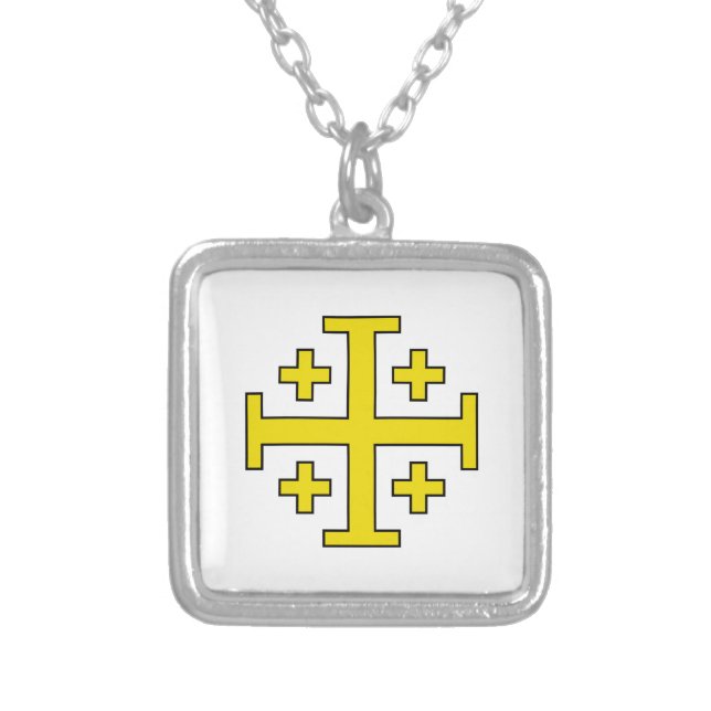 Jerusalem cross silver plated necklace (Front)