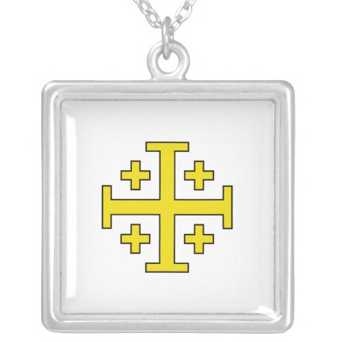 Jerusalem cross silver plated necklace