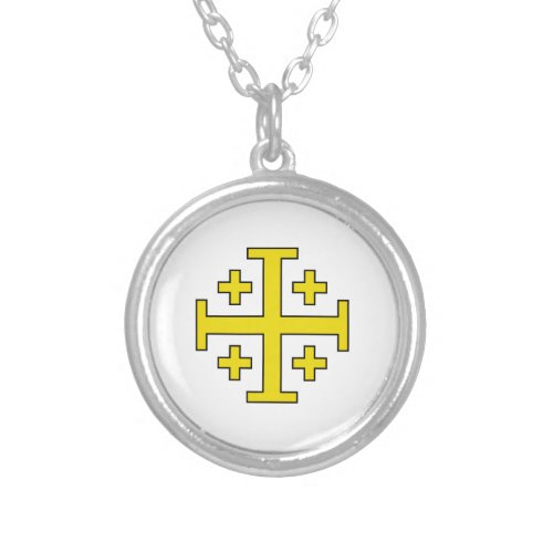 Jerusalem cross silver plated necklace