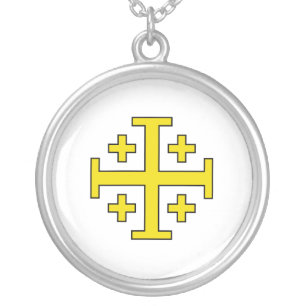 Jerusalem cross silver plated necklace