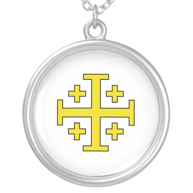 Jerusalem cross silver plated necklace (Front)