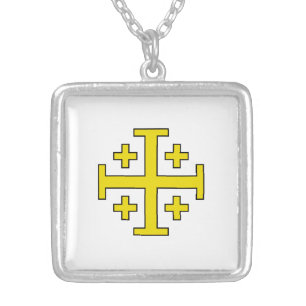 Jerusalem cross silver plated necklace