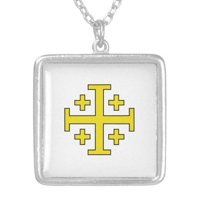 Jerusalem cross silver plated necklace (Front)