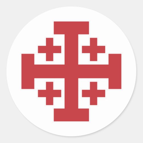 Jerusalem Cross simple red Classic Round Sticker