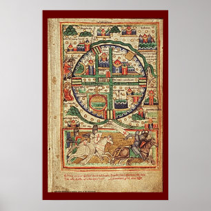 Jerusalem Crusader Era Illustrated Manuscript Poster