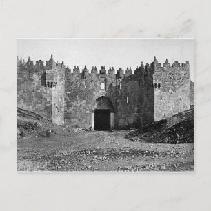 Jerusalem Damascus Gate Vintage 1870 Photo Postcard
