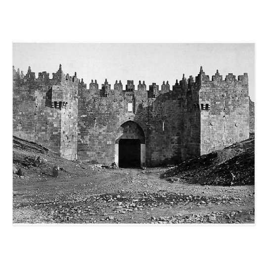 Jerusalem Damascus Gate Vintage 1870 Photo Postcard