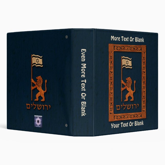 Jerusalem Day Lion With Flag 3 Ring Binder (Background)