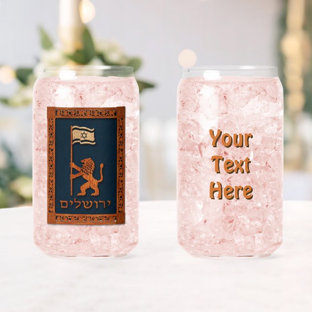 Jerusalem Day Lion With Flag Can Glass (Insitu (Wedding))