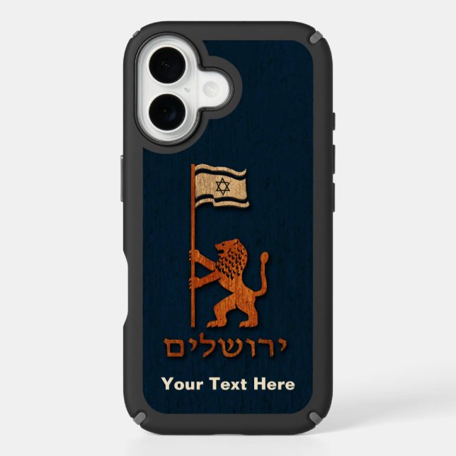 Jerusalem Day Lion With Flag Case-Mate iPhone Case (Front)