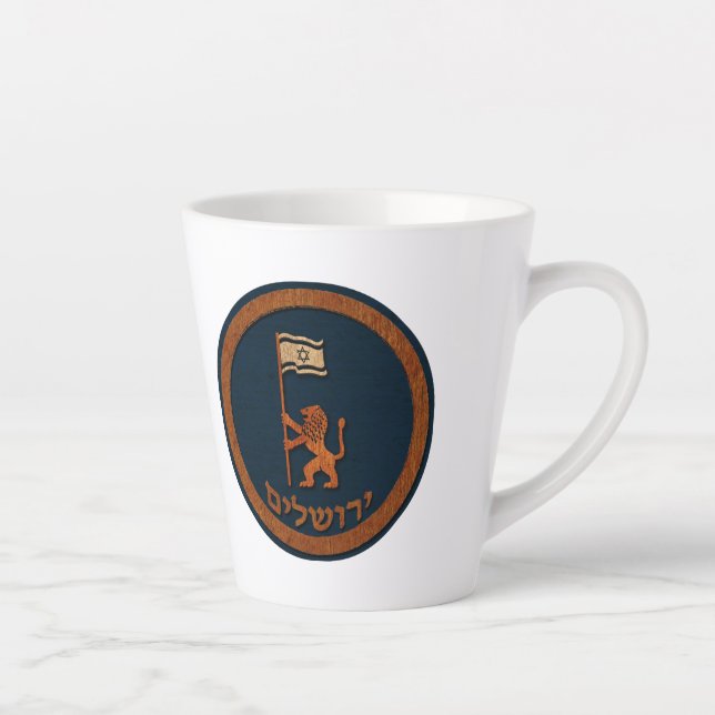 Jerusalem Day Lion With Flag Latte Mug (Right)
