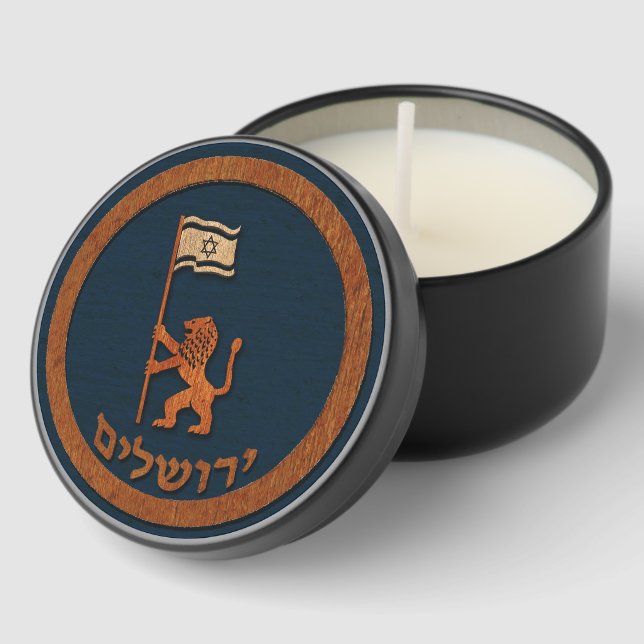 Jerusalem Day Lion With Flag Mini Candle Favors (Corner)