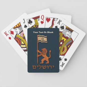 Jerusalem Day Lion With Flag Playing Cards by emunahdesigns at Zazzle