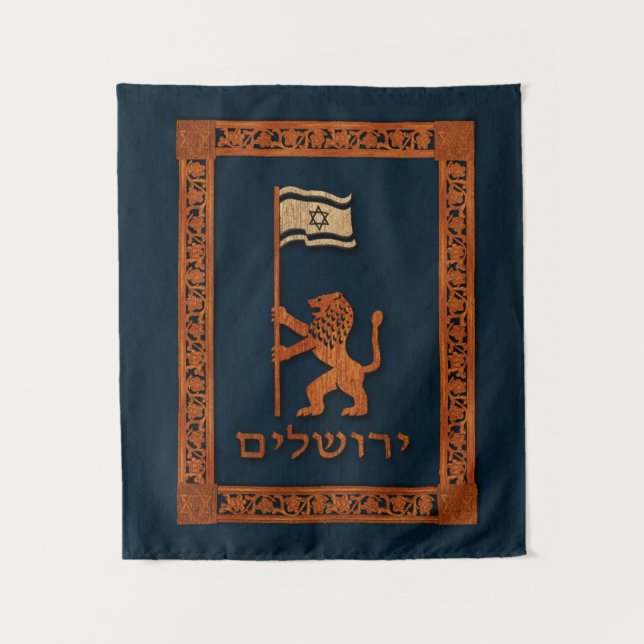 Jerusalem Day Lion With Flag Tapestry (Front)
