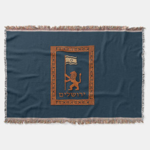 Jerusalem Day Lion With Flag Throw Blanket