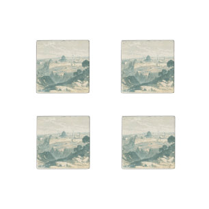 Jerusalem Dome and Walls 1850 Marble Stone Magnet