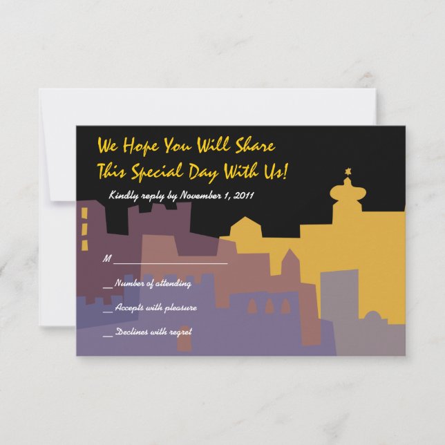 Jerusalem Holy City Bar Bat Mitzvah reply card (Front)
