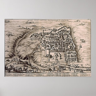 Jerusalem Holy Lands Vintage Map Poster