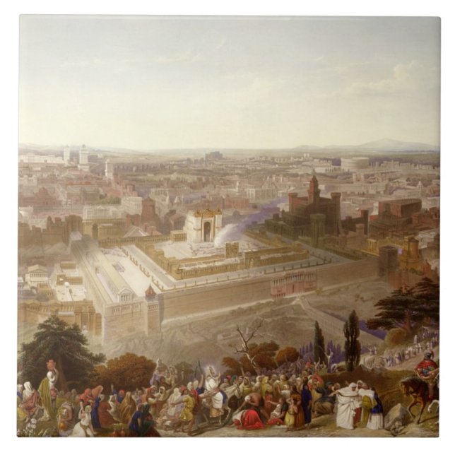 Jerusalem in her Grandeur, engraved by Charles Mot Ceramic Tile (Front)