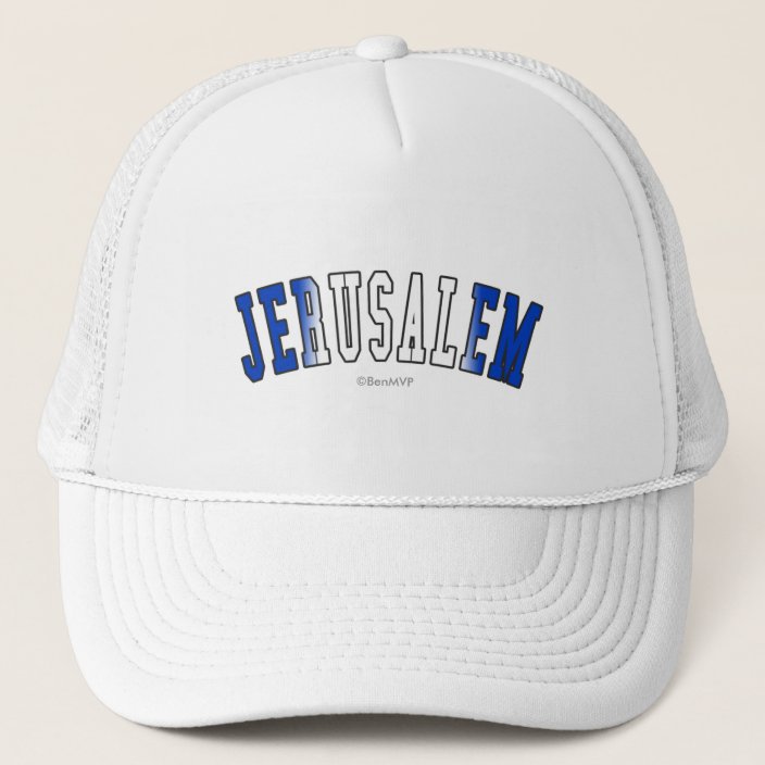 Jerusalem in Israel National Flag Colors Trucker Hat