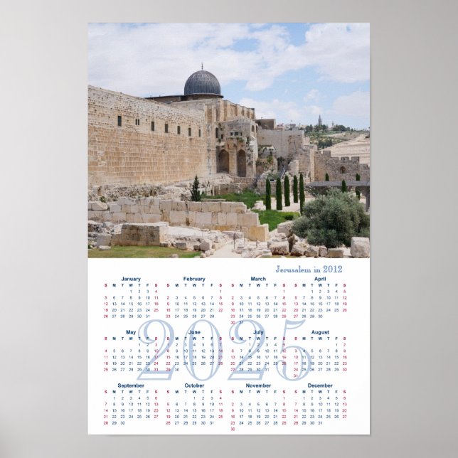 Jerusalem, Israel. Calendar 2025 Poster (Front)