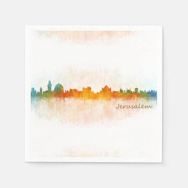 Jerusalem Israel City Skyline Paper Napkins (Front)