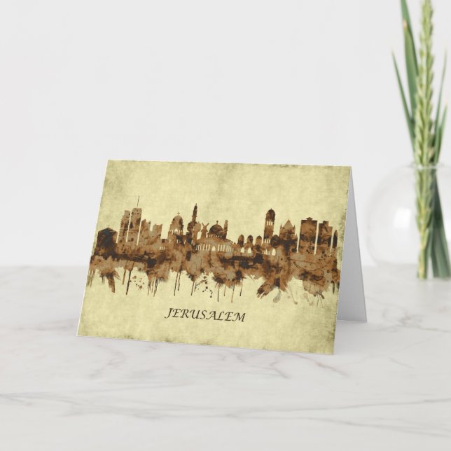 Jerusalem Israel Cityscape Holiday Card (Front)