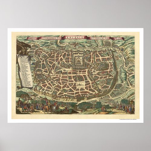 Jerusalem Israel Map 1660 Poster