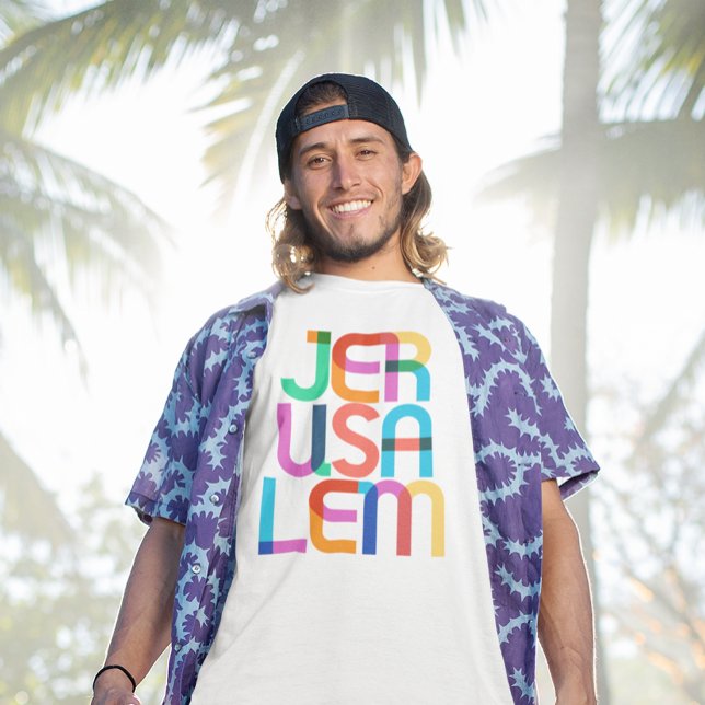 Jerusalem Israel Pop Art Letters T-Shirt (Creator Uploaded)