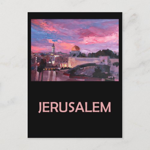Jerusalem Israel Retro Travel Poster Postcard