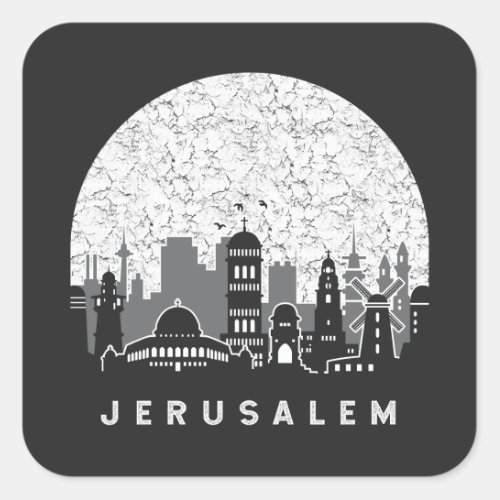 Jerusalem Israel Skyline Square Sticker