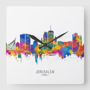 Jerusalem Israel Skyline Square Wall Clock