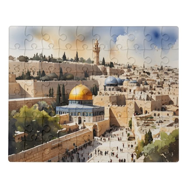 Jerusalem Israel watercolor art Jigsaw Puzzle (Puzzle Horizontal)