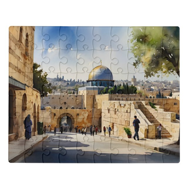 Jerusalem Israel watercolor art Jigsaw Puzzle (Puzzle Horizontal)
