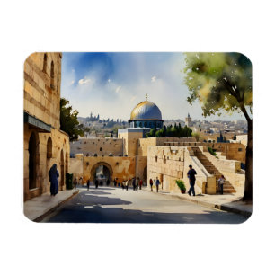 Jerusalem Israel watercolor art Magnet