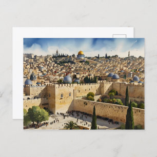 Jerusalem Israel watercolor art Postcard