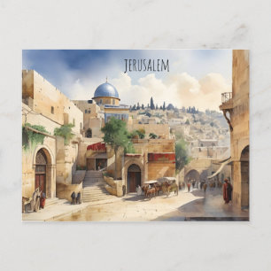 Jerusalem Israel watercolor art Postcard