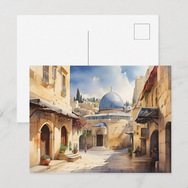 Jerusalem Israel watercolor art Postcard (Front/Back)