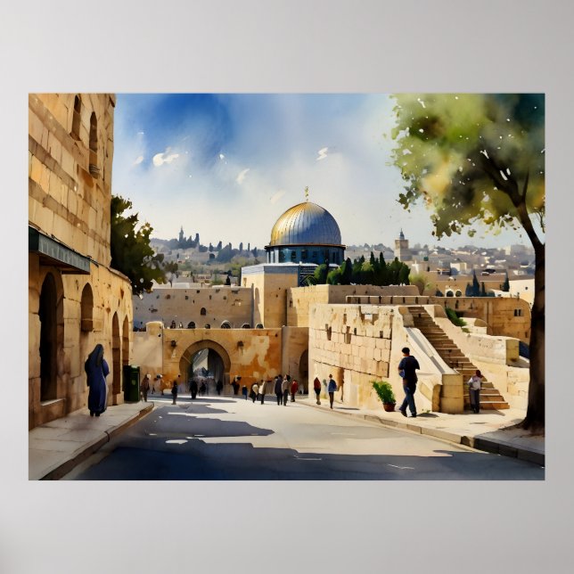 Jerusalem Israel watercolor art Poster (Front)