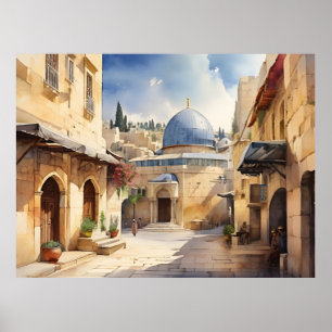 Jerusalem Israel watercolor art Poster