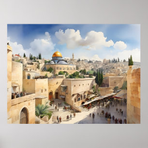 Jerusalem Israel watercolor art Poster