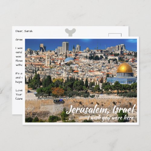 Jerusalem Israel with Wall and Dome of the Rock Postcard