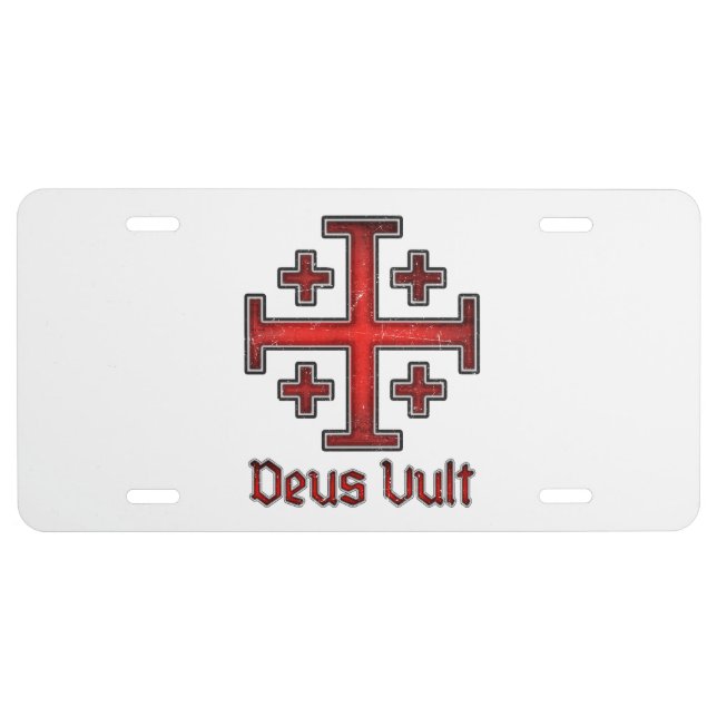 Jerusalem Knight Templar Crusader Cross Christian License Plate (Front)