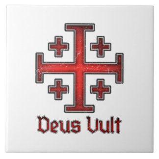 Jerusalem Knight Templar Crusader Cross Deus Vult Ceramic Tile
