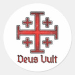 Jerusalem Knight Templar Crusader Cross Deus Vult Classic Round Sticker