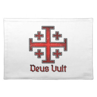 Jerusalem Knight Templar Crusader Cross Deus Vult Cloth Placemat