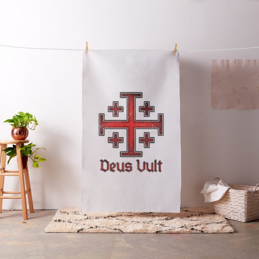 Jerusalem Knight Templar Crusader Cross Deus Vult Fabric