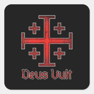 Jerusalem Knight Templar Crusader Cross Deus Vult Square Sticker