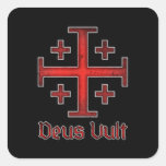 Jerusalem Knight Templar Crusader Cross Deus Vult Square Sticker